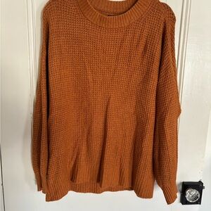 American Eagle waffle Knit Cozy Orange Knit Sweater